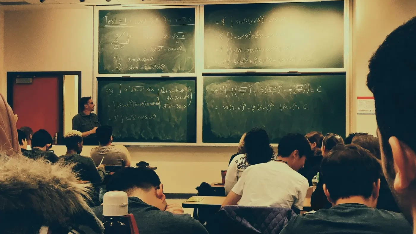 Students seated in a lecture hall