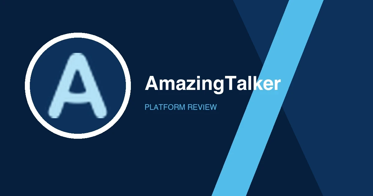 AmazingTalker logo in white and light blue on a dark blue background