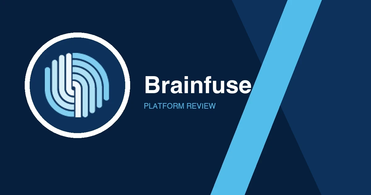Brainfuse logo in white and light blue on a dark blue background