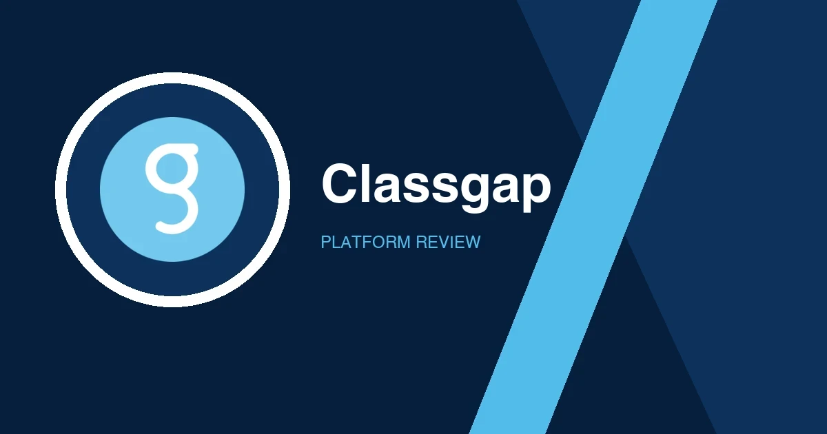 Classgap logo in white and light blue on a dark blue background