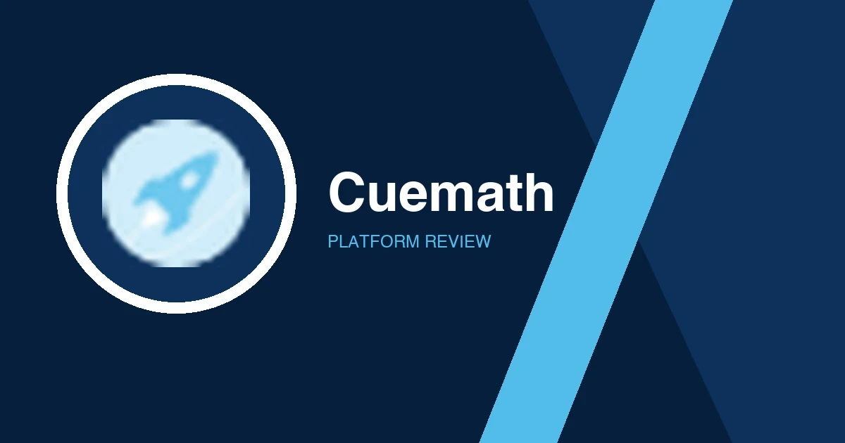 Cuemath logo in white and light blue on a dark blue background