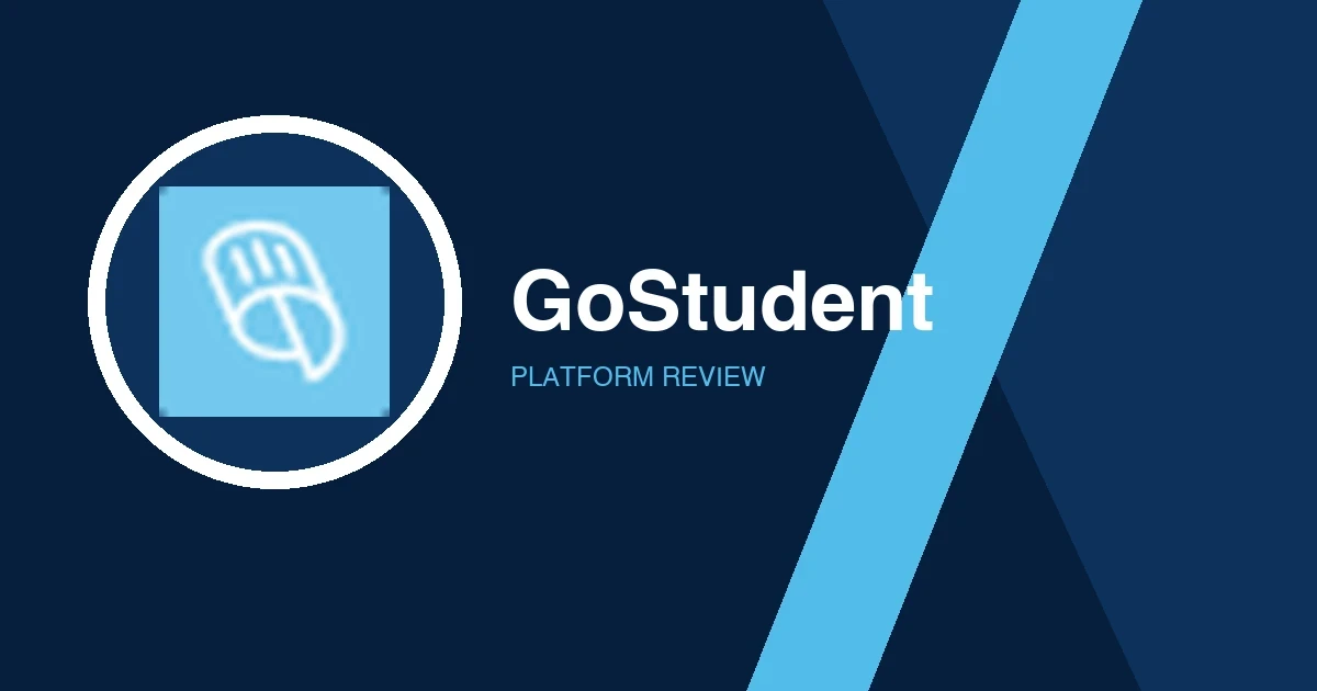 GoStudent logo in white and light blue on a dark blue background
