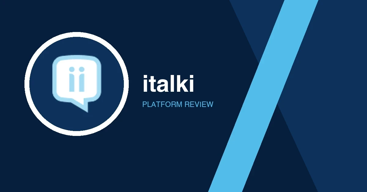 italki logo in white and light blue on a dark blue background
