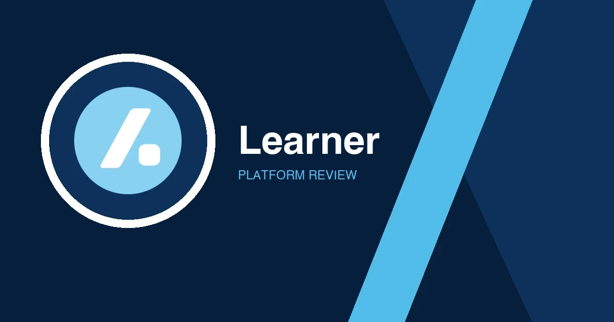 Learner logo in white and light blue on a dark blue background
