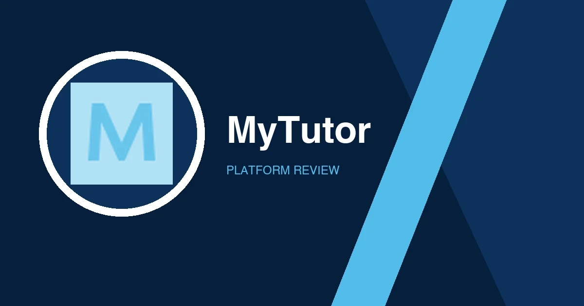 MyTutor logo in white and light blue on a dark blue background