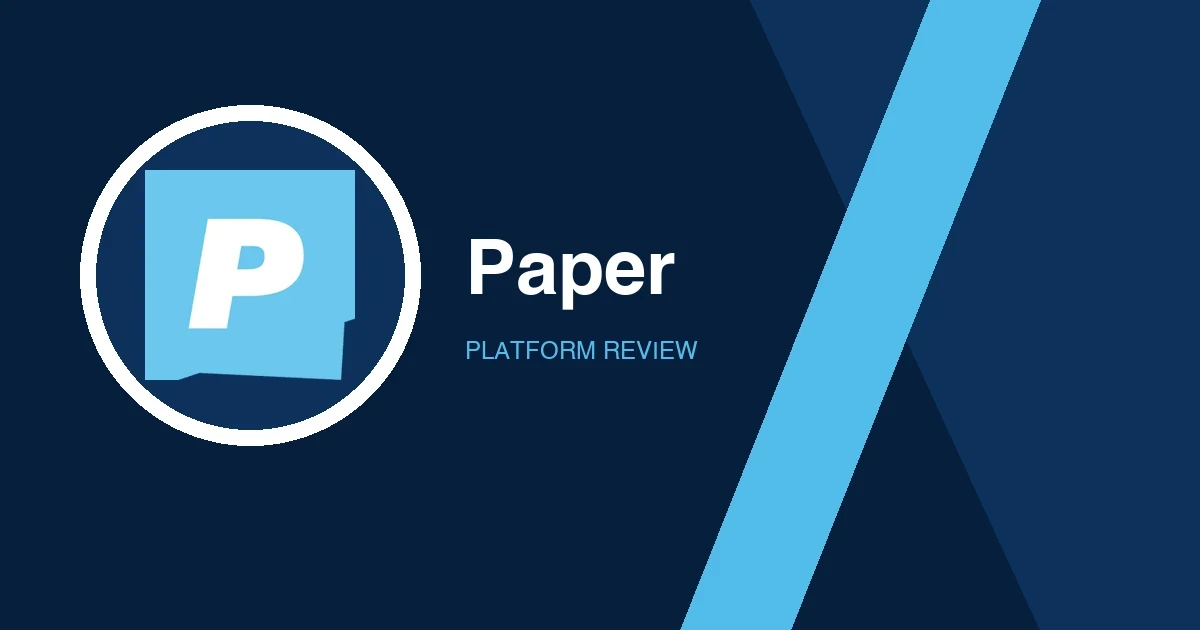 Paper logo in white and light blue on a dark blue background