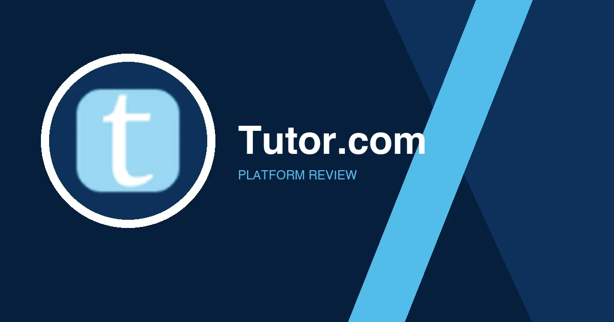 Tutor.com logo in white and light blue on a dark blue background